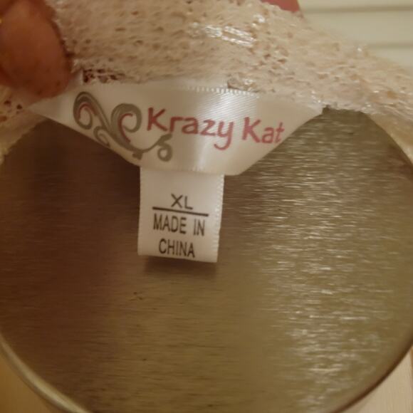 Krazy Kat Cream Lace Oversized Cardigan Women's XL Button Front Sheer Romantic - Picture 5 of 10